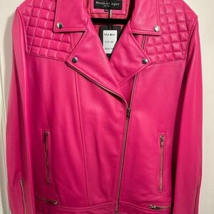 Mason and Cooper New York Leather jacket, pink, size 4XL NWT